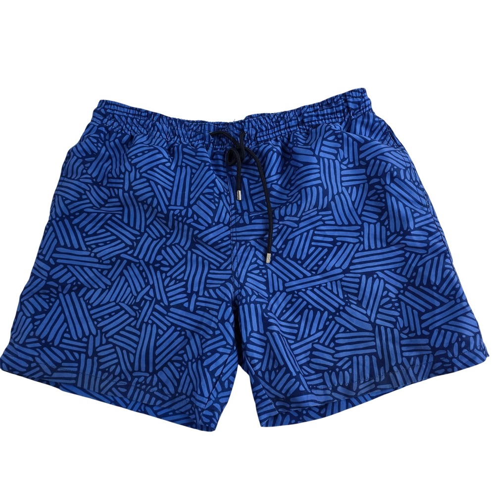 Capelle Mens 2XL‎ Blue Swim Trunks Drawstring Elastic Waist Abstract